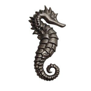 Vintage Seahorse Brooch Pin Silver Tone Metal Marine Jewelry 2.5 Inches
